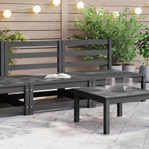 vidaXL Canap&eacute;s centraux de jardin 2 pcs gris bois de pin massif