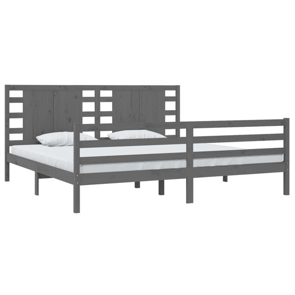 vidaXL Cadre de lit sans matelas gris 200x200 cm bois massif de pin