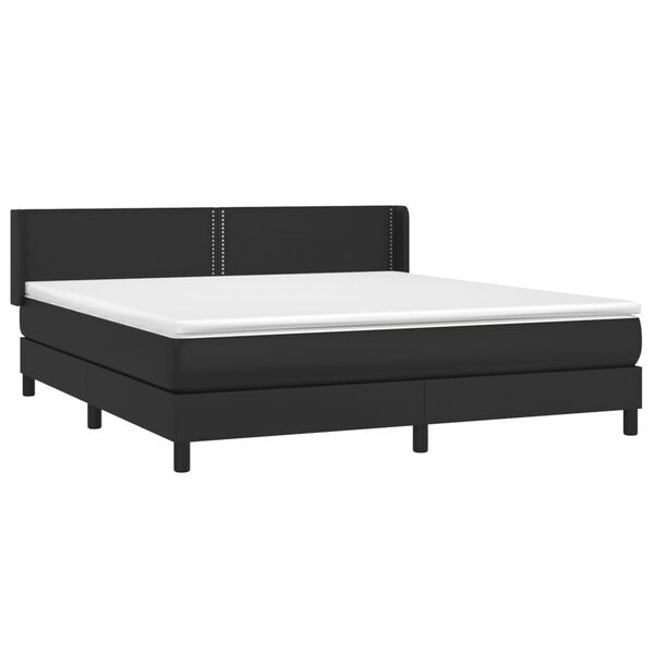 vidaXL Sommier &agrave; lattes de lit avec matelas Noir 180x200 cm Similicuir