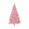 vidaXL Sapin de No&euml;l artificiel pr&eacute;-&eacute;clair&eacute; Rose 180 cm PVC