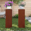 vidaXL Support de Plante 2 pcs Rouill&eacute; 24 x 24 x 75 cm Acier patin&eacute;