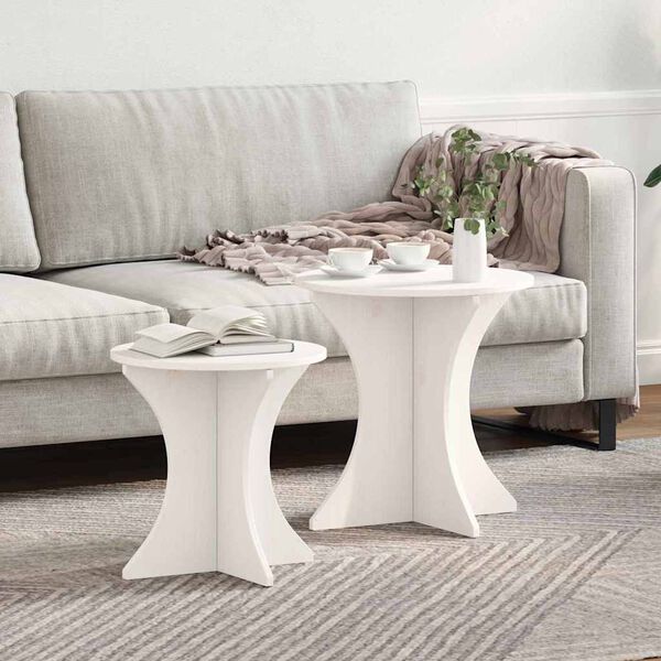 vidaXL Table basse 2 pcs Blanc Bois massif en pin
