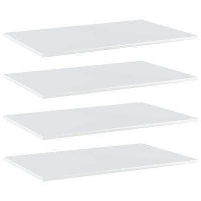 vidaXL Panneaux bibliothèque 4pcs Blanc brillant 80x50x1,5cm Aggloméré