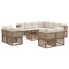 vidaXL Ensemble de canap&eacute; de jardin 12 pc Beige polyrotin