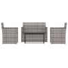 vidaXL Mobilier d'ext&eacute;rieur 4 pcs avec coussins R&eacute;sine tress&eacute;e Gris