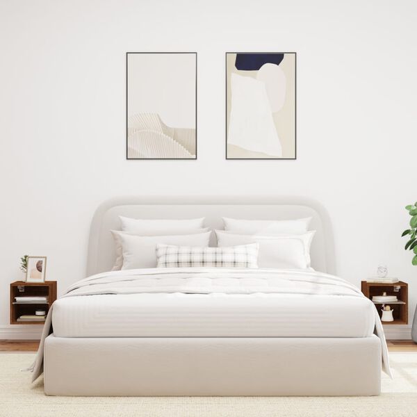 vidaXL Meubles TV muraux lumi&egrave;res LED 2 pcs ch&ecirc;ne marron 30x28,5x30 cm