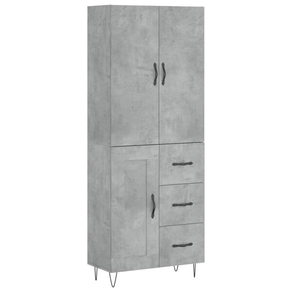 vidaXL Buffet haut Gris b&eacute;ton 69,5x34x180 cm Bois d'ing&eacute;nierie