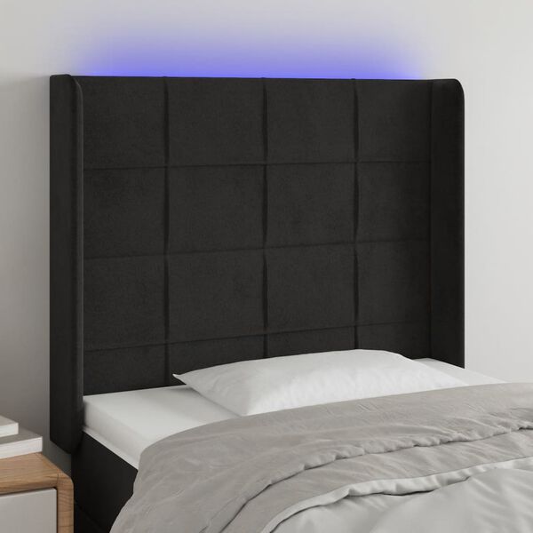 vidaXL T&ecirc;te de lit &agrave; LED Noir 83x16x118/128 cm Velours