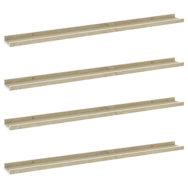 vidaXL Étagères murales 4 pcs blanc et chêne sonoma 100x9x3 cm