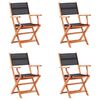 vidaXL Chaises pliables de jardin lot de 4 Noir Eucalyptus textilène