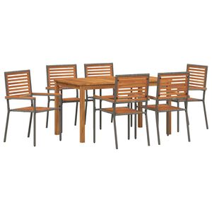 vidaXL Ensemble de salle &agrave; manger pour jardin 7 pc Gris