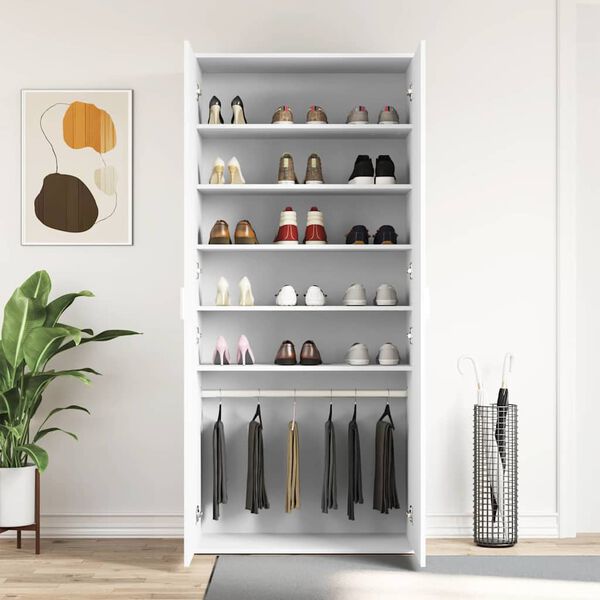 vidaXL Cabinet &agrave; chaussures Blanc 80 x 39 x 178 cm Bois d'ing&eacute;nierie