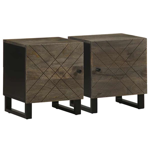 vidaXL Tables de chevet 2 pcs noir 40x33x46 cm bois de manguier solide