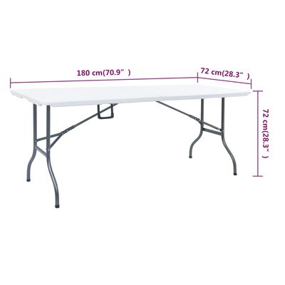 vidaXL Table pliable de jardin avec 2 bancs 180 cm Acier et PEHD Blanc