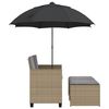 vidaXL Canapé de jardin 2 places avec parasol et tabourets beige rotin
