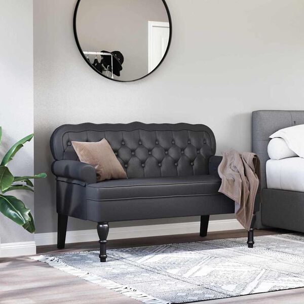 vidaXL Banc Chesterfield Noir 119.5 x 64.5 x 75 cm Cuir synth&eacute;tique