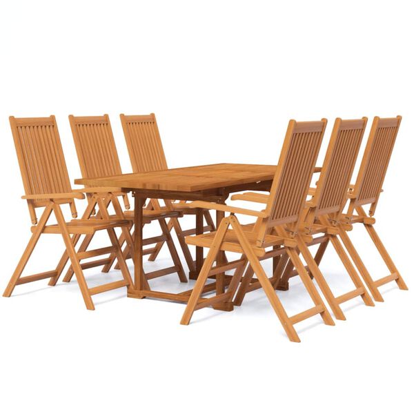 vidaXL Ensemble &agrave; manger de jardin 7 pcs Bois d'acacia massif 120-170 cm