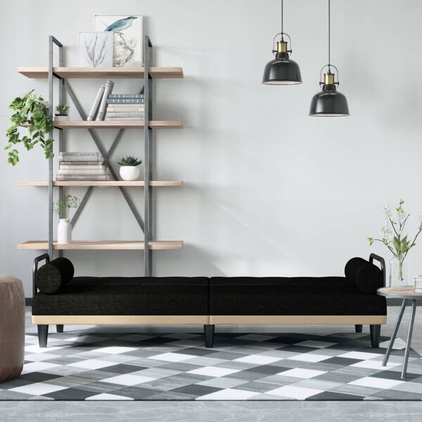 vidaXL Canap&eacute;-lit avec accoudoirs noir tissu