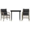 vidaXL Ensemble de bistro 3 pcs et coussins gris clair r&eacute;sine tress&eacute;e