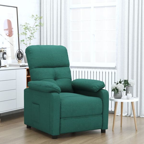 vidaXL Fauteuil inclinable Vert fonc&eacute; Tissu