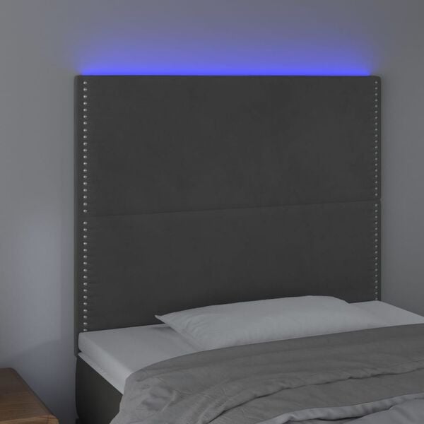 vidaXL T&ecirc;te de lit &agrave; LED Gris fonc&eacute; 100x5x118/128 cm Velours