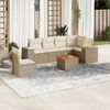 vidaXL Salon de jardin avec coussins 7 pcs beige r&eacute;sine tress&eacute;e
