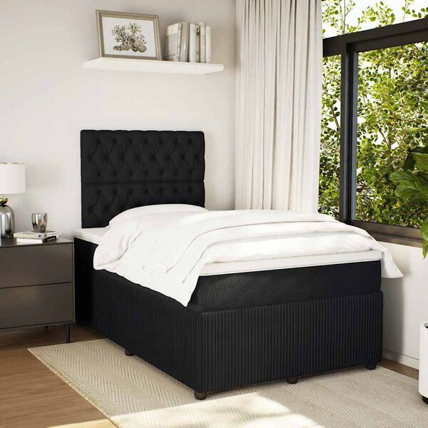 vidaXL Sommier &agrave; lattes de lit avec matelas noir 120x190 cm velours