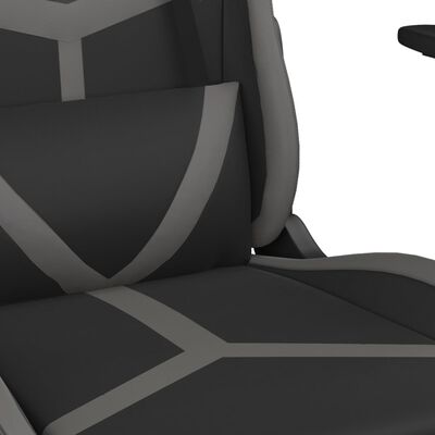 vidaXL Chaise de jeu de massage avec repose-pied Noir&Gris Similicuir