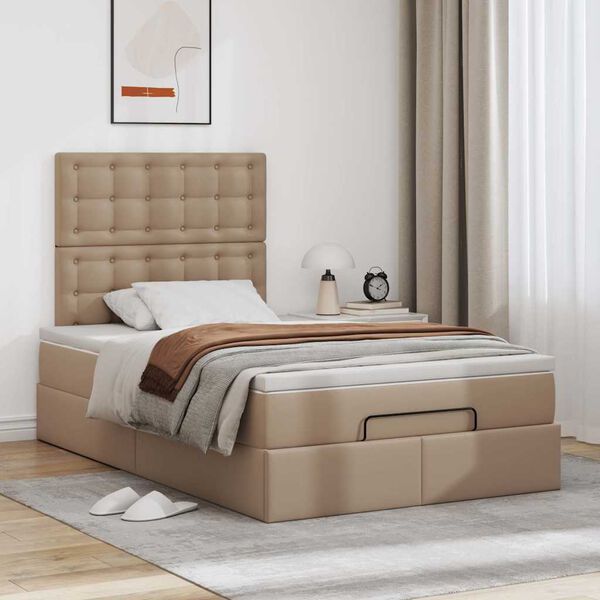 VidaXL Cadre de lit ottoman et matelas cappuccino 120x190cm similicuir