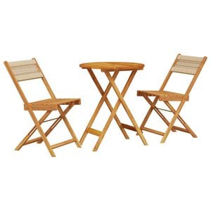 vidaXL Ensemble de bistro 3 pcs beige polypropyl&egrave;ne et bois massif