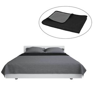 vidaXL Couvre-lit &agrave; double face matelass&eacute; 230 x 260 cm Gris et noir