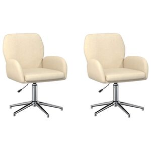 vidaXL Chaises de bureau pivotantes 2 pc 54 x 58 x 90 cm Cr&egrave;me Tissu