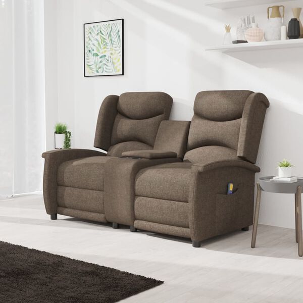 vidaXL Fauteuil de massage inclinable et porte-gobelet 2 places marron