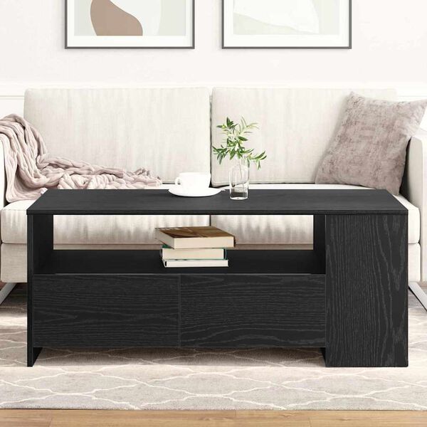 vidaXL Table basse Ch&ecirc;ne noir 102 x 55 x 43,5 cm Bois d'ing&eacute;nierie