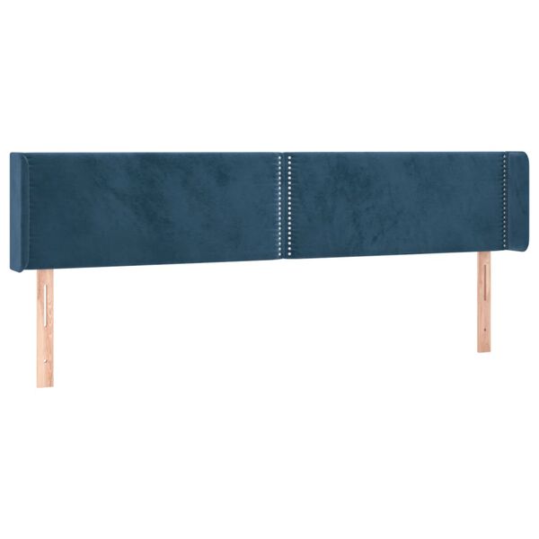 vidaXL T&ecirc;te de lit avec oreilles Bleu fonc&eacute; 183x16x78/88 cm Velours
