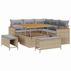 vidaXL Ensemble de canap&eacute; de jardin 8 pcs Beige Poly rotin