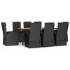 vidaXL Ensemble &agrave; manger de jardin 9pcs coussins noir r&eacute;sine tress&eacute;e