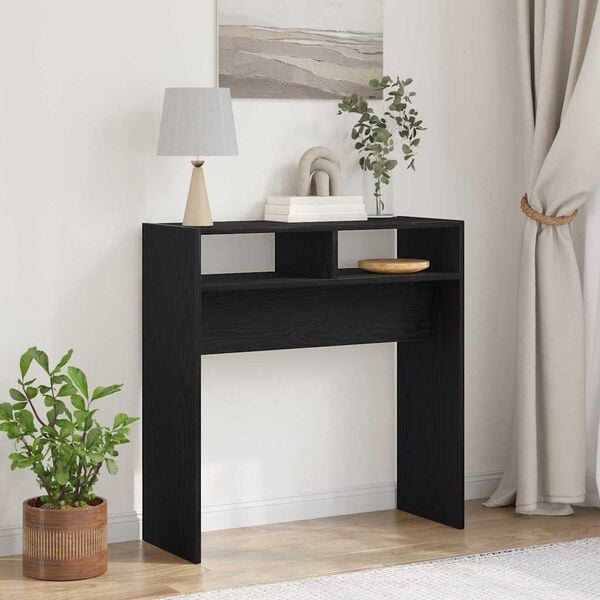 vidaXL Table console Ch&ecirc;ne noir 78 x 30 x 80 cm Bois d'ing&eacute;nierie