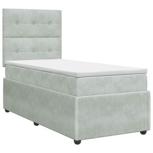 vidaXL Lit boxspring avec matelas Gris clair Simple Velours