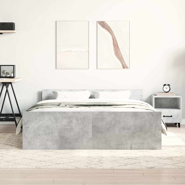 vidaXL Cadre de lit sans matelas gris béton 150x200 cm