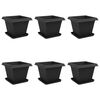 vidaXL Pots de plantes 6 pcs Noir 38 x 38 x 30 cm Plastique