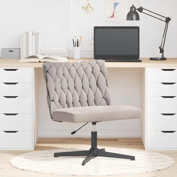 vidaXL Chaise pivotante de bureau gris clair boucl&eacute; comme laine tissu
