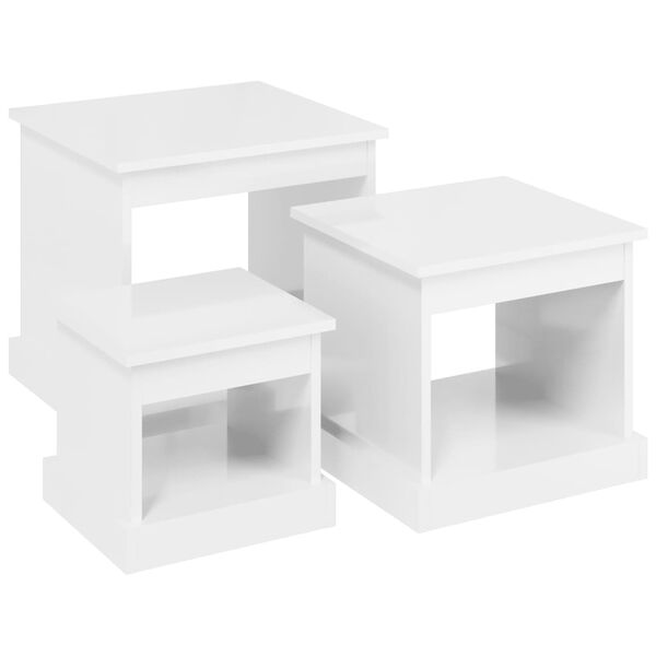 vidaXL Tables basses 3 pcs blanc brillant bois d'ingénierie