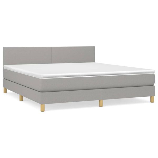 vidaXL Sommier &agrave; lattes de lit avec matelas Gris clair 180x200cm Tissu