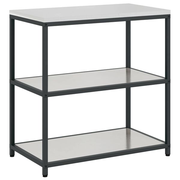 vidaXL Rangement de cuisine avec &eacute;tag&egrave;re Argent 60 x 50 x 92 cm Acier