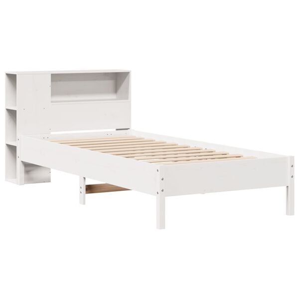 vidaXL Lit bibliothèque sans matelas blanc 90x200cm bois de pin massif