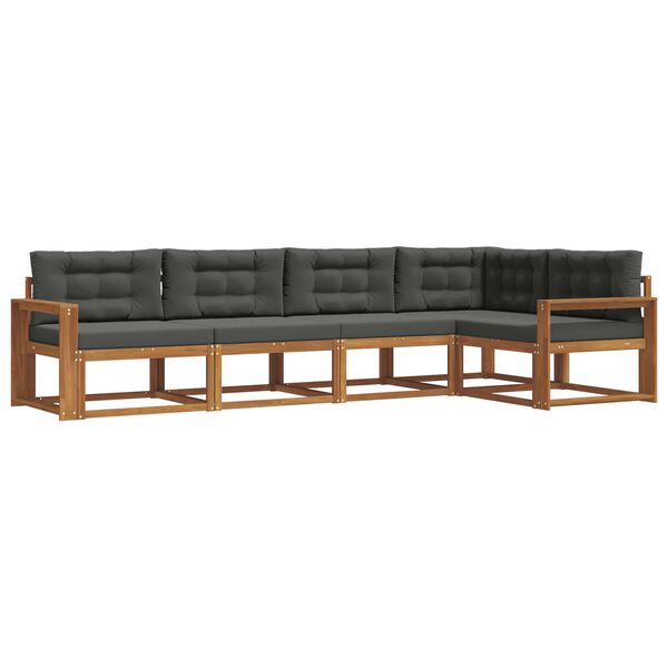 vidaXL Ensemble de canap&eacute;s d'ext&eacute;rieur 5 pcs Naturel et Anthracite