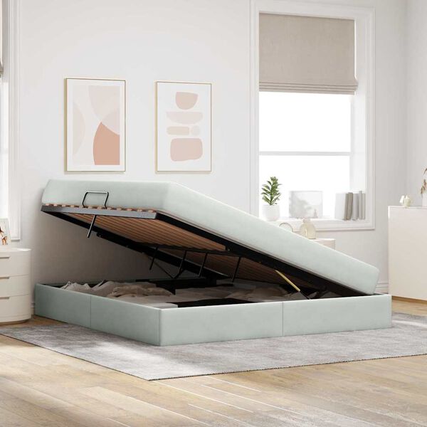vidaXL Lit avec rangement et matelas Gris clair 180 x 200 cm Velours