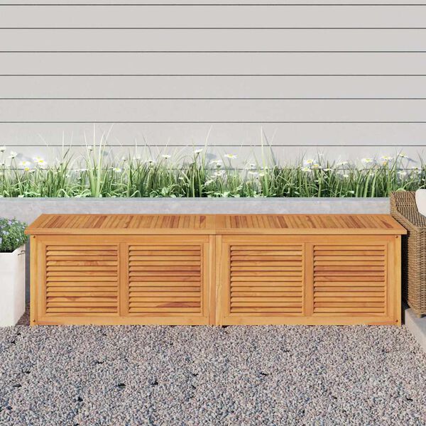 vidaXL Bo&icirc;te de rangement jardin et sac 200x50x55 cm bois massif teck