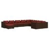 vidaXL Salon de jardin 10 pcs avec coussins R&eacute;sine tress&eacute;e Marron